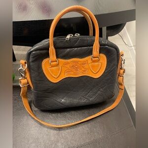 Handmade Heavy duty made in USA thick leather concho western tooled coin satchel